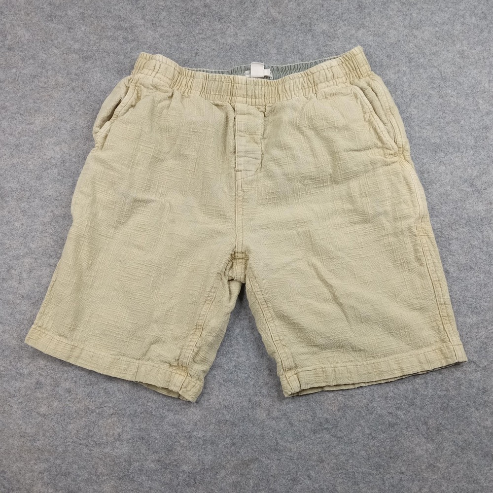 Carbon2Cobalt Shorts Mens Small Khaki Seersucker Elastic Waist Drawstring Casual